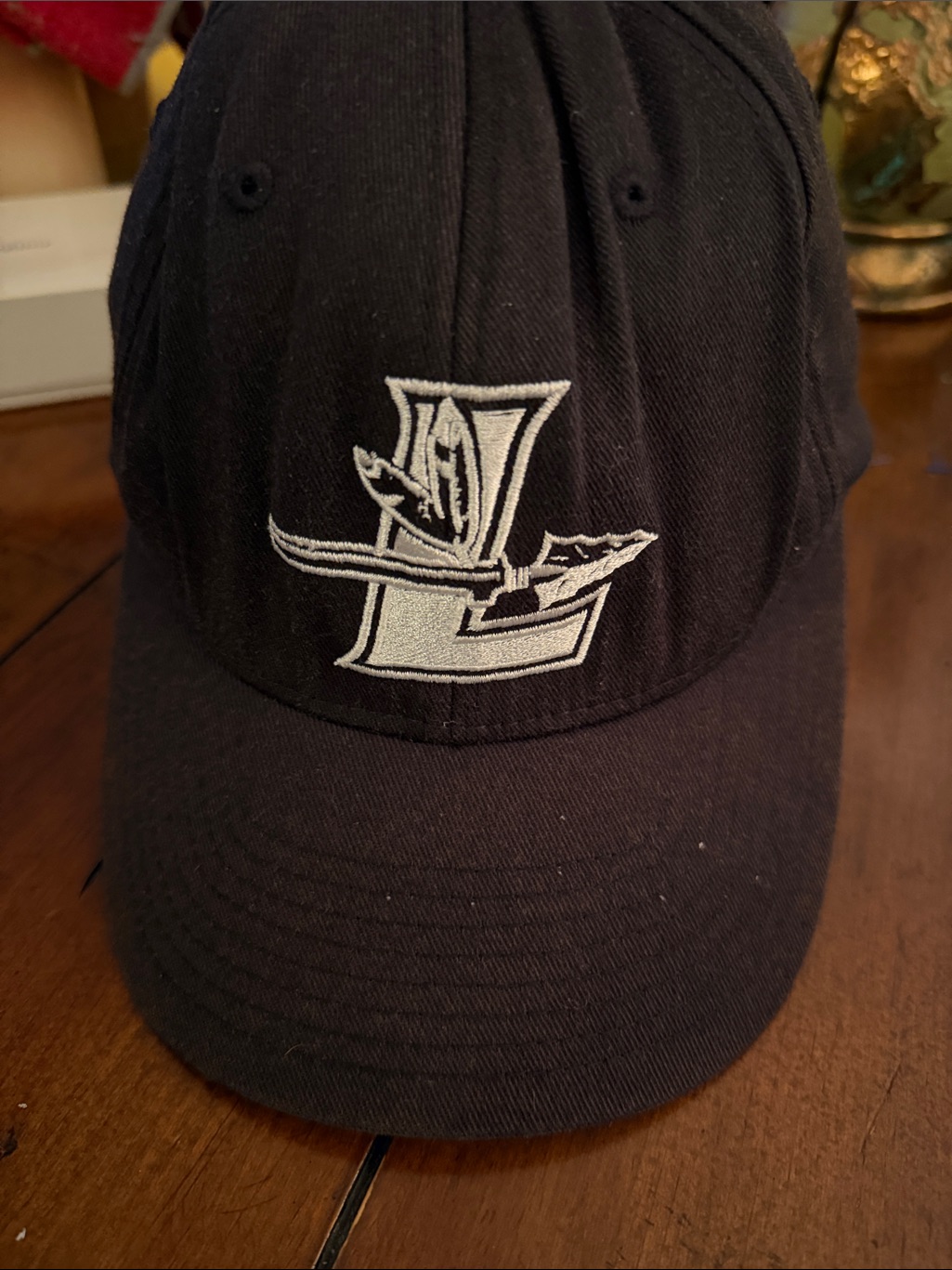 Black Baseball Cap With White Embroidered L Logo